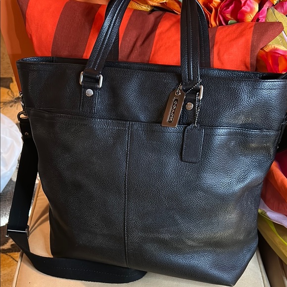 Coach Black Leather Messenger Bag - Picture 1 of 16